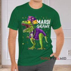 T rex Mardi Grawr Dinosaur Green T shirt