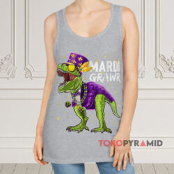 T-Rex Mardi Grawr Dinosaur Shirt 2 T rex Mardi Grawr Dinosaur Grey Tank Top