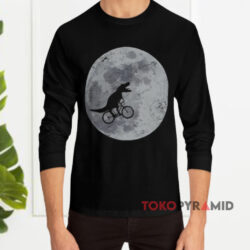 T-Rex Riding Bike Over Moon Hipster Shirt 4 T rex Riding Bike Over Moon Hipster Black Long sleeved