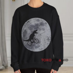 T-Rex Riding Bike Over Moon Hipster Shirt 3 T rex Riding Bike Over Moon Hipster Black Sweatshirt