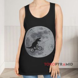 T-Rex Riding Bike Over Moon Hipster Shirt 2 T rex Riding Bike Over Moon Hipster Black Tank Top
