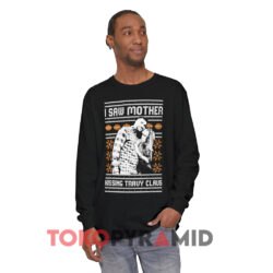 Taylor Swift Travis Kelce I Saw Mother Kissing Travy Claus Christmas 2023 Sweatshirt 4 Taylor Swift Travis Kelce I Saw Mother Kissing Travy Claus Christmas 2023 Black Long sleeved