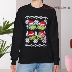 Teenage Mutant Ninja Turtles Faces Ugly Christmas Black Sweatshirt