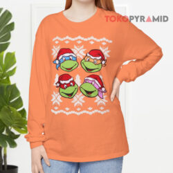 Teenage Mutant Ninja Turtles Faces Ugly Christmas Sweatshirt 4 Teenage Mutant Ninja Turtles Faces Ugly Christmas Long sleeved