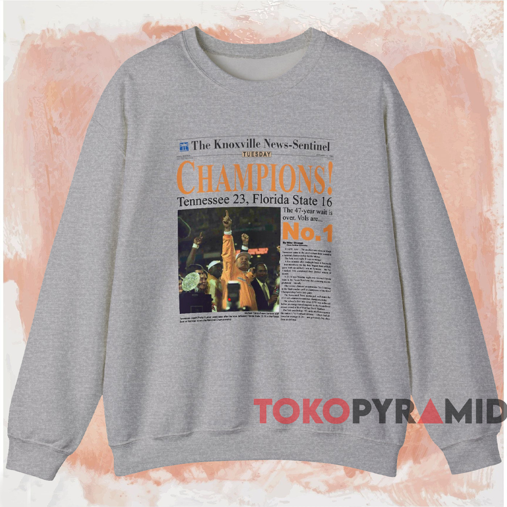 Tennessee Volunteers Champions Newspaper Shirt Grey Sweatshirt Tennessee Volunteers Champions Newspaper Shirt Grey Sweatshirt