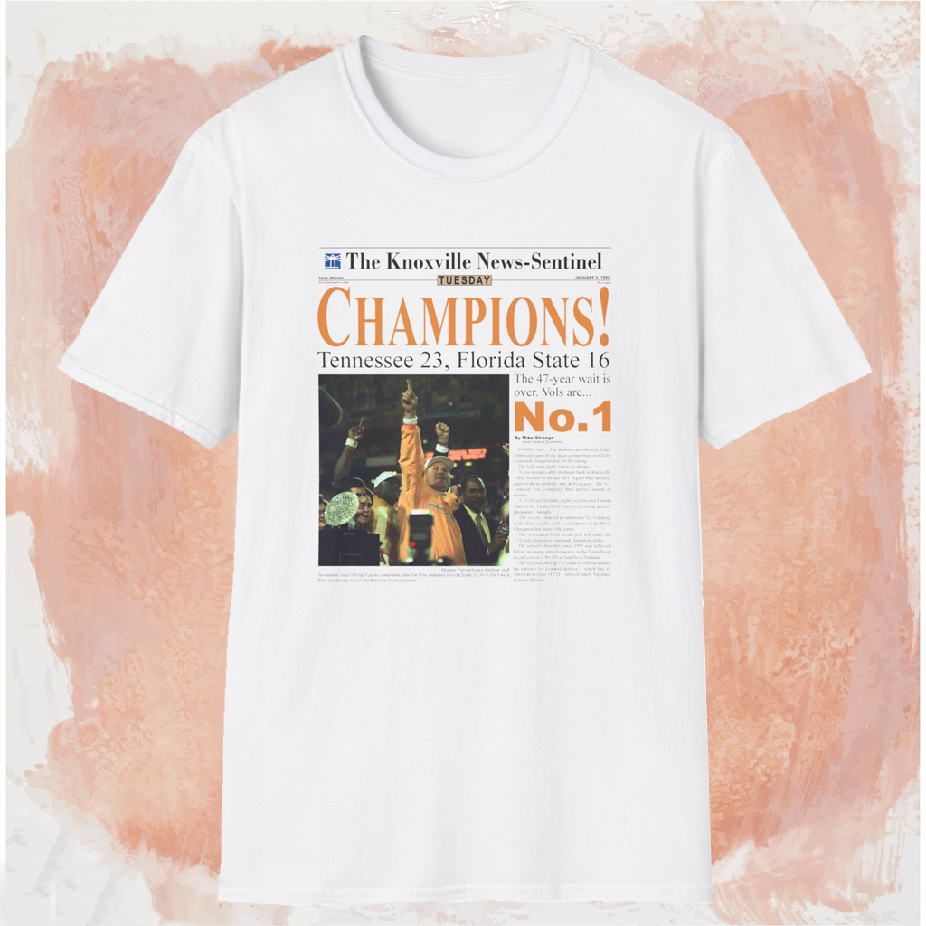 Tennessee Volunteers Champions Newspaper Shirt White T shirt Tennessee Volunteers Champions Newspaper Shirt White T shirt