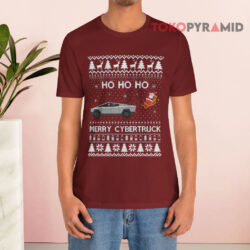 Tesla Santa Claus HO HO HO Merry Cybertruck Is Disrupting The Holiday Ugly Christmas Sweatshirt 2 Tesla Santa Claus Ho Ho Ho Merry Cybertruck Is Disrupting The Holiday Ugly Christmas T shirt