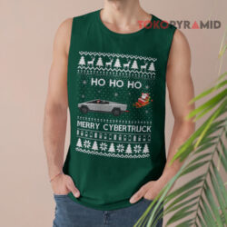 Tesla Santa Claus HO HO HO Merry Cybertruck Is Disrupting The Holiday Ugly Christmas Sweatshirt 3 Tesla Santa Claus Ho Ho Ho Merry Cybertruck Is Disrupting The Holiday Ugly Christmas Tank Top