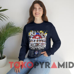 Texas Rangers 2023 World Series Champions Skyline Signatures T-Shirt 4 Texas Rangers 2023 World Series Champions Skyline Signatures T shirt Navy Sweatshirt