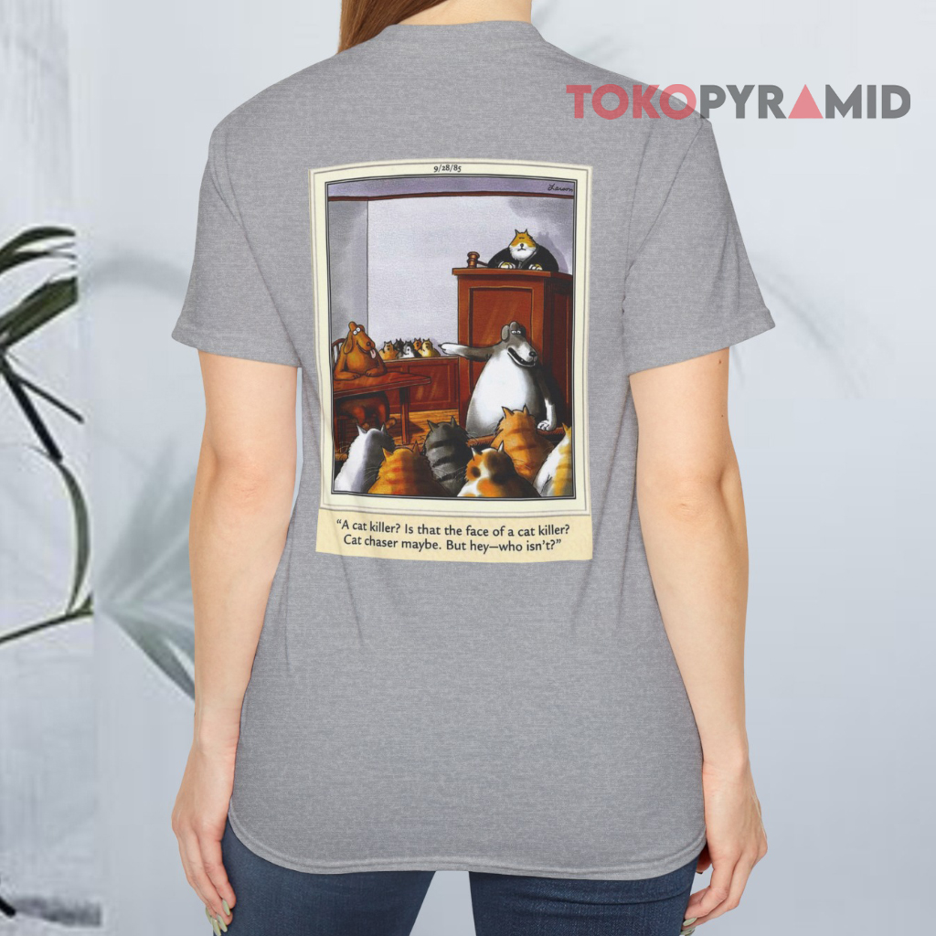 The Far Side A Cat Killer Grey T shirt The Far Side A Cat Killer Grey T shirt