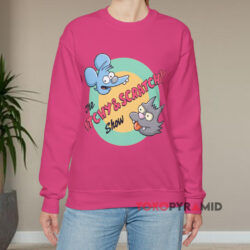 The Simpsons Itchy And Scratchy Show Shirt 3 The Simpsons Itchy And Scratchy Show Pink Sweatshirt