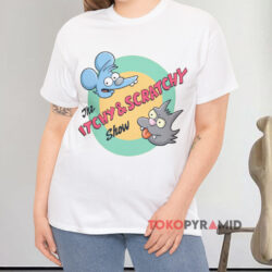 The Simpsons Itchy And Scratchy Show White T shirt