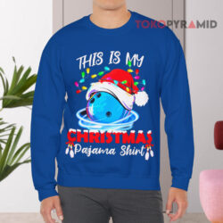 This Is My Christmas Pajama Shirt Bowling Santa Blue Sweatshirt