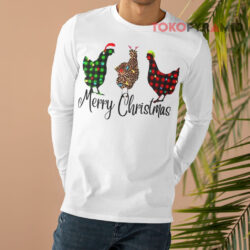 Three Chicken Merry Christmas Sweatshirt 3 Three Chicken Merry Christmas Long sleeved