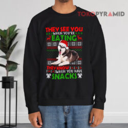 Ugly Christmas Siberian Husky Black T shirt