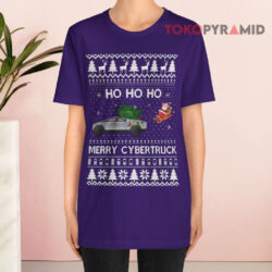 Ugly Christmas Tesla HO HO HO Merry Cybertruck Is Disrupting The Holiday Sweatshirt 2 Ugly Christmas Tesla Ho Ho Ho Merry Cybertruck Is Disrupting The Holiday T shirt