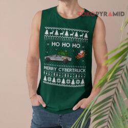 Ugly Christmas Tesla HO HO HO Merry Cybertruck Is Disrupting The Holiday Sweatshirt 3 Ugly Christmas Tesla Ho Ho Ho Merry Cybertruck Is Disrupting The Holiday Tank Top