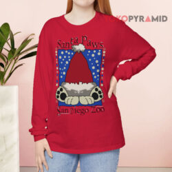 Ugly Christmas Vintage Santa Paws San Diego Zoo Long sleeved