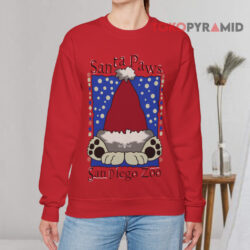 Ugly Christmas Vintage Santa Paws San Diego Zoo Red Sweatshirt