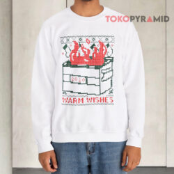 Ugly Christmas Warm Wishes Dumpster Fire White Sweatshirt