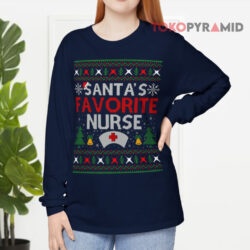 Ugly Nurse Xmas Gift Santa's Favorite Nurse Christmas Sweatshirt 4 Ugly Nurse Xmas Gift Santa's Favorite Nurse Christmas Long sleeved