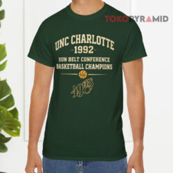 Unc Charlotte 1992 Sun Belt Conference Basketball Champions Vintage Green T shirt