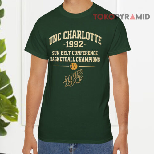 Unc Charlotte 1992 Sun Belt Conference Basketball Champions Vintage Green T shirt