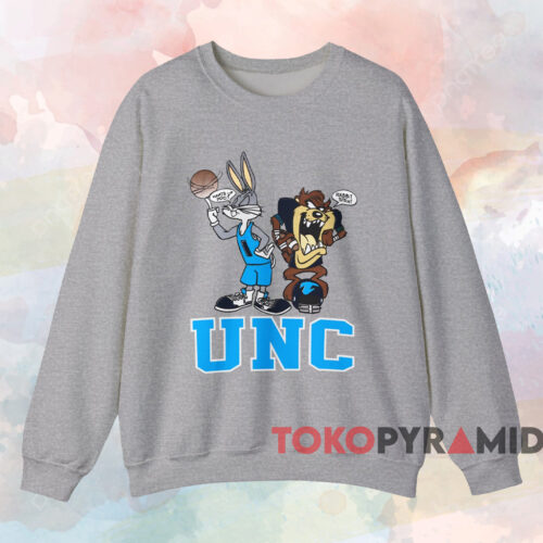 Unc Tar Heels Bugs Bunny And Taz Shirt Grey Sweatshirt