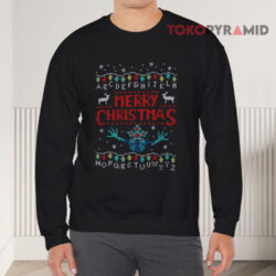 Upside Down Stranger Things Merry Christmas Ugly Black Sweatshirt