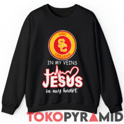 USC Trojans In My Veins Jesus In My Heart Shirt 2 Usc Trojans In My Veins Jesus In My Heart Sweatshirt