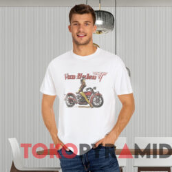 Van Halen Motorcycle Biker Girl Pin Up T shirt White T shirt