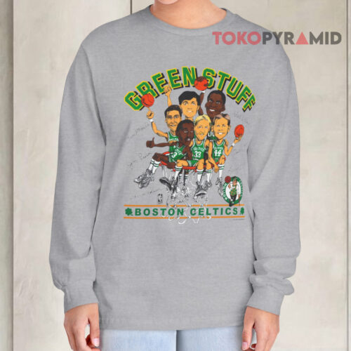 Vintage 1980s Boston Celtics Green Stuff Caricature Long sleeved