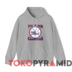 Vintage 1983 Philadelphia 76ers Nba Champions T shirt Grey Hoodie