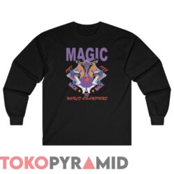 Magic Johnson T-shirt 1987 1988 LA Lakers Back To Back World Champions 3 Vintage 1987 88 Magic Johnson LA Lakers Back to Back Champions Tee Black Long sleeved