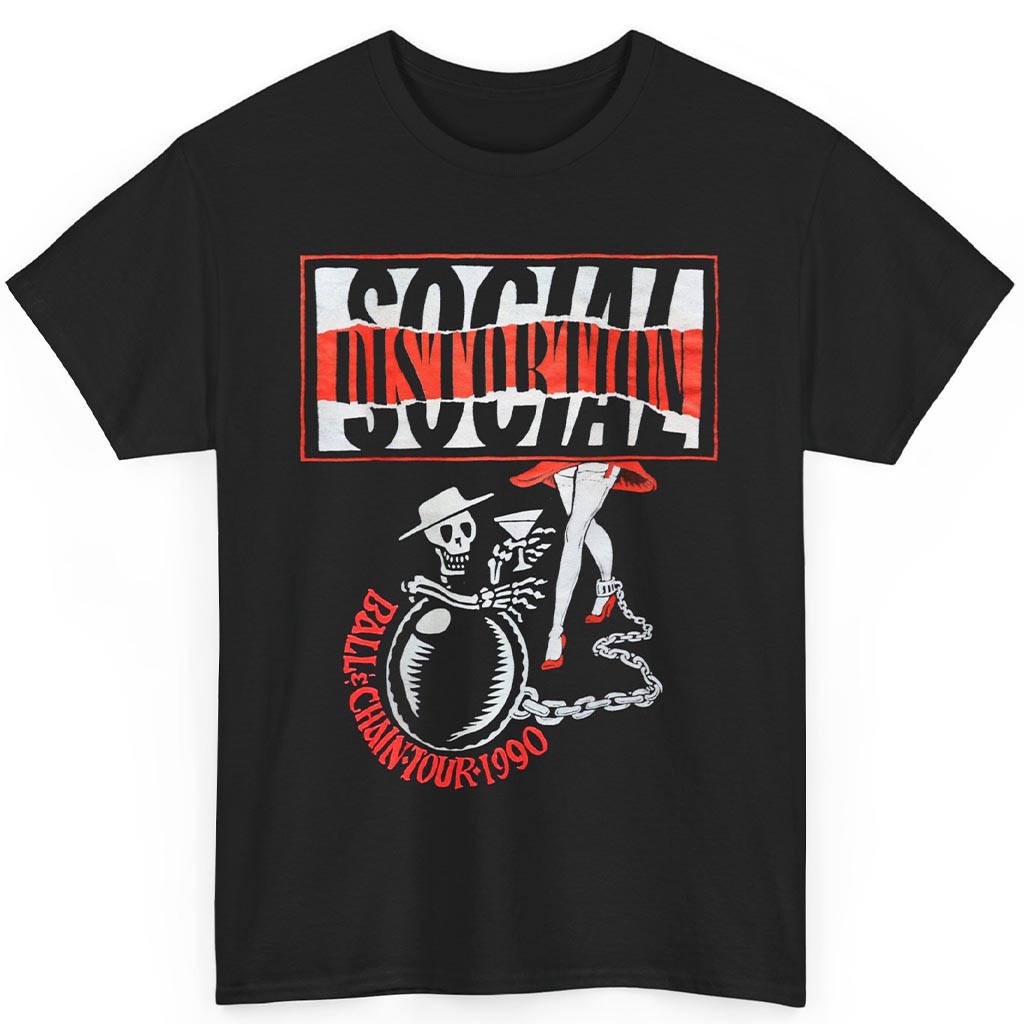 Vintage 1990 Social Distortion Ball & Chain Tour Shirt Vintage 1990 Social Distortion Ball & Chain Tour Shirt