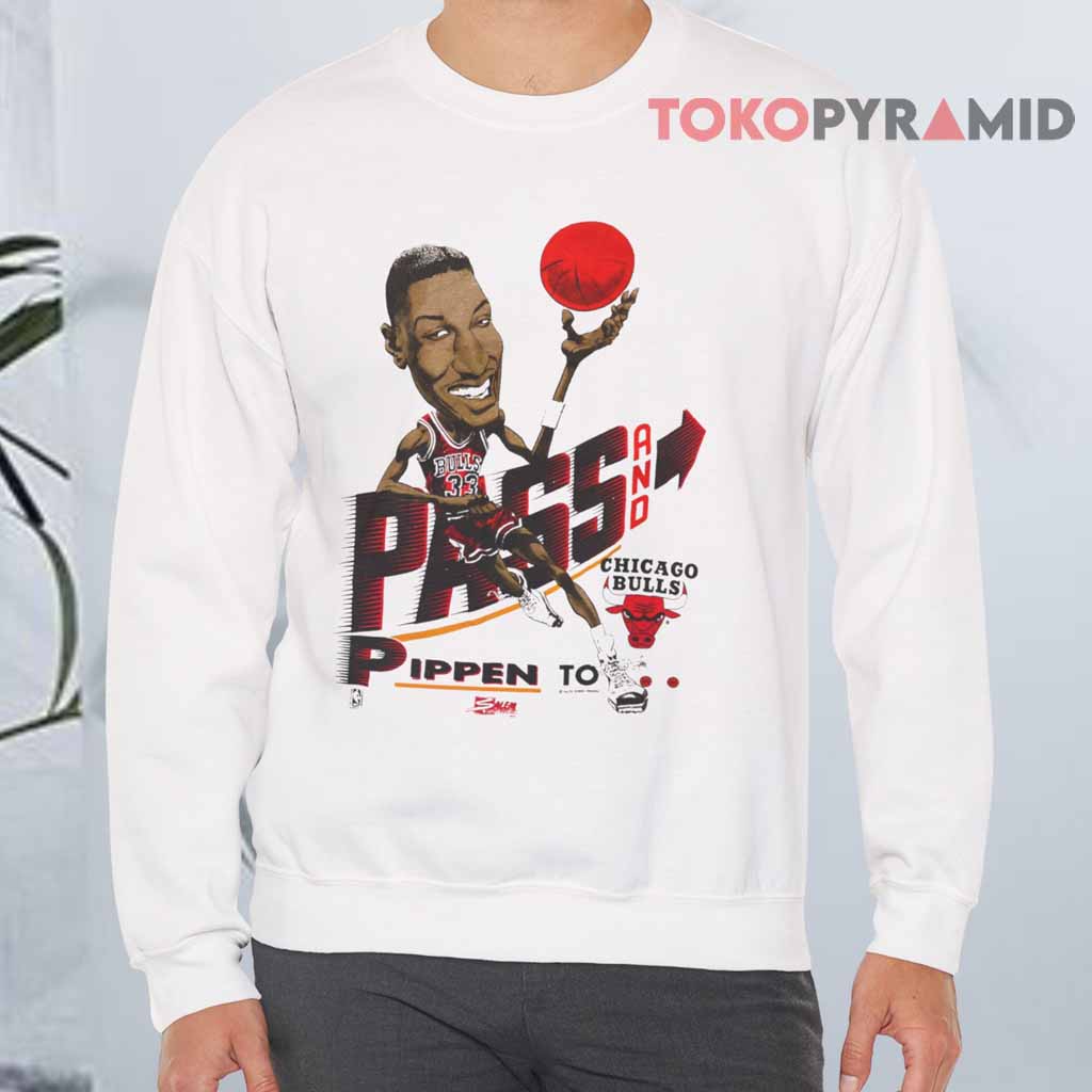 Vintage 1991 Pippen to Jordan Pass and Smash NBA Chicago Bulls Sweatshirt Front Vintage 1991 Pippen to Jordan Pass and Smash NBA Chicago Bulls Sweatshirt Front