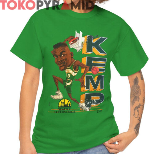 Vintage 1991 Seattle Supersonics Shawn Kemp Caricature Shirt