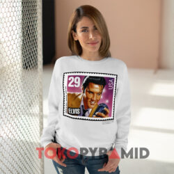 Vintage 1992 Elvis Presley Postage Stamp Shirt 2 Vintage 1992 Elvis Presley Postage Stamp White Sweatshirt