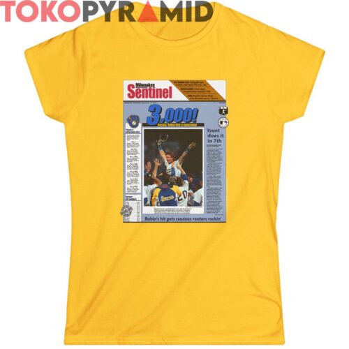 Vintage 1992 Milwaukee Brewers Robin Yount 3000 Journal Sentinel Shirt