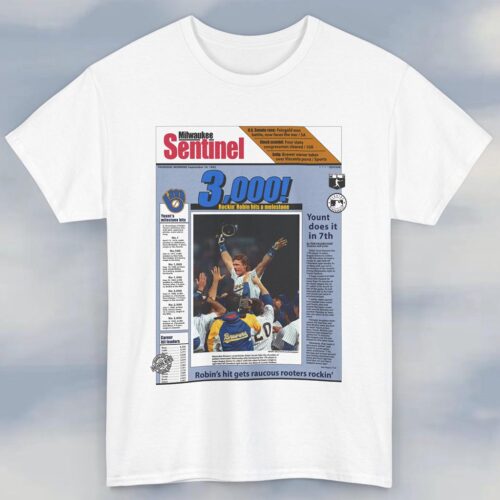 Vintage 1992 Milwaukee Brewers Robin Yount 3000 Journal Sentinel Shirt