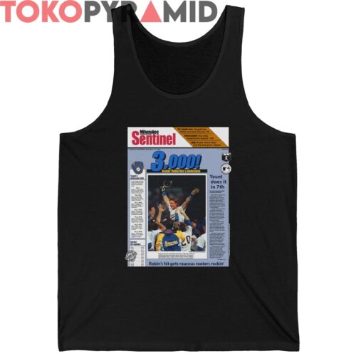 Vintage 1992 Milwaukee Brewers Robin Yount 3000 Journal Sentinel Shirt