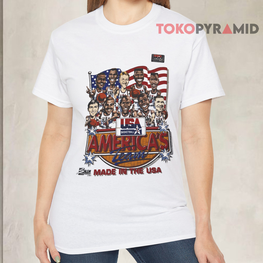Vintage 1992 Salem USA Olympic Dream Team Caricature Basketball T shirt Front Vintage 1992 Salem USA Olympic Dream Team Caricature Basketball T shirt Front