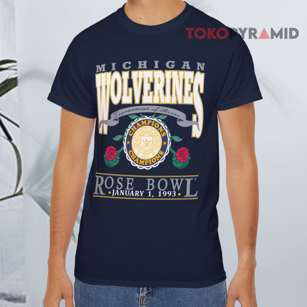 Vintage 1993 Rose Bowl Michigan Football Navy T shirt Vintage 1993 Rose Bowl Michigan Football Navy T shirt
