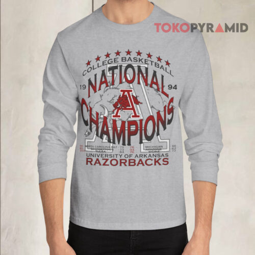 Vintage 1994 College Basketball National Champions University Of Arkansas Razorbacks Long sleeved