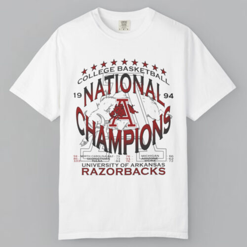 Vintage 1994 College Basketball National Champions University Of Arkansas Razorbacks T shirt
