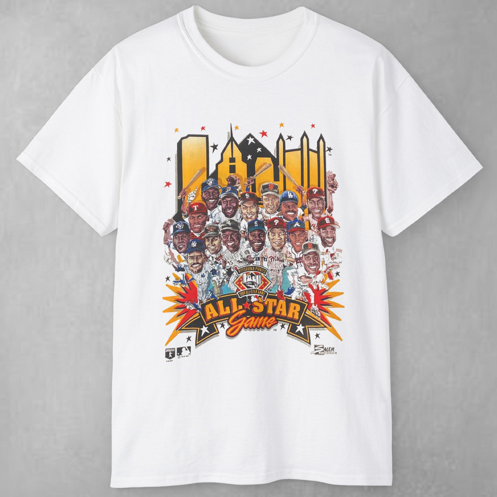 Vintage 1994 MLB All Star Game Pittsburgh Pirates Salem Caricature Shirt Vintage 1994 MLB All Star Game Pittsburgh Pirates Salem Caricature Shirt