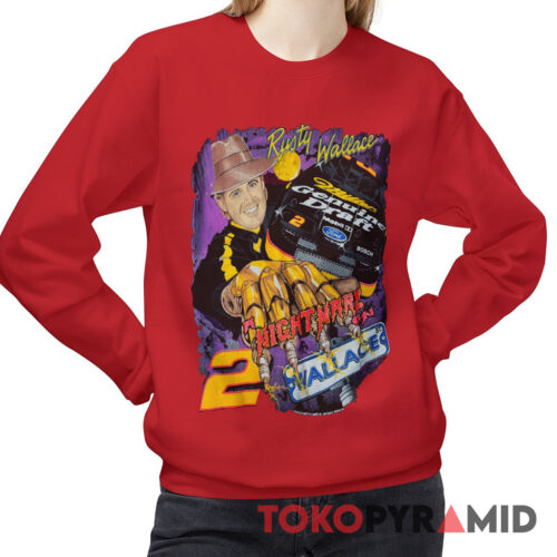 Vintage 1995 Nascar Rusty Wallace T shirt Nightmare On Wallace St Sweatshirt