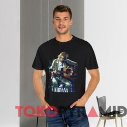 Vintage 1997 Nirvana Kurt Cobain Memorial Guitar Grunge Bootleg T shirt Black T shirt