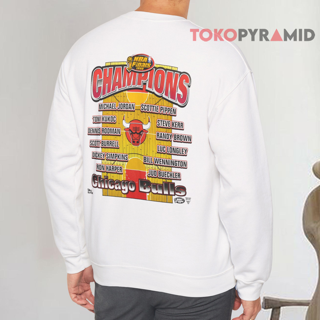 Vintage 1998 Chicago Bulls Caricature NBA Champions Sweatshirt BAck Vintage 1998 Chicago Bulls Caricature NBA Champions Sweatshirt BAck