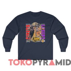 Rare Vintage NBA 2001 Finals Iverson 76ers vs Kobe Lakers Tee 2 Vintage 2001 NBA Finals Iverson 76ERS VS Kobe Lakers Tee Navy Long sleeved